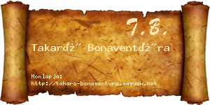 Takaró Bonaventúra névjegykártya